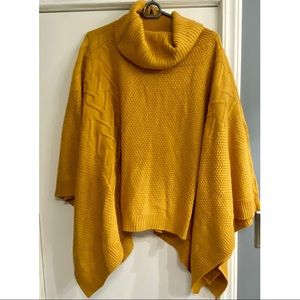 Cozy cable detail cowl neck sweater poncho